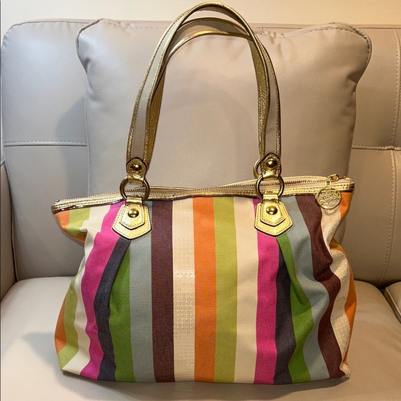 Coach Poppy Legacy Heritage Striped Tote - Picture 10 of 17